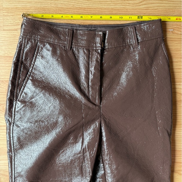 Babaton Aritzia Faux Leather Brown Pants Size 6 - Picture 4 of 6